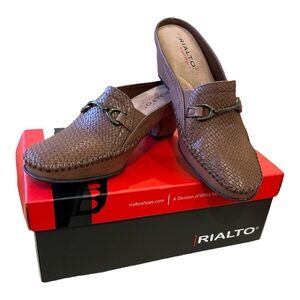 NIB Y2K RIALTO LIGHT BROWN LEATHER EQUESTRIAN CLOG SLIDES MADE IN ITALY SZ 8